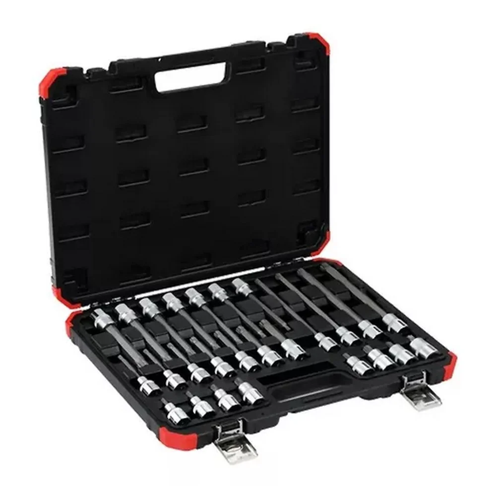 Jogo Soquete 1/2" Ponta Multidentada 26pcs CRV 5-16MM Gedore Red R68003026