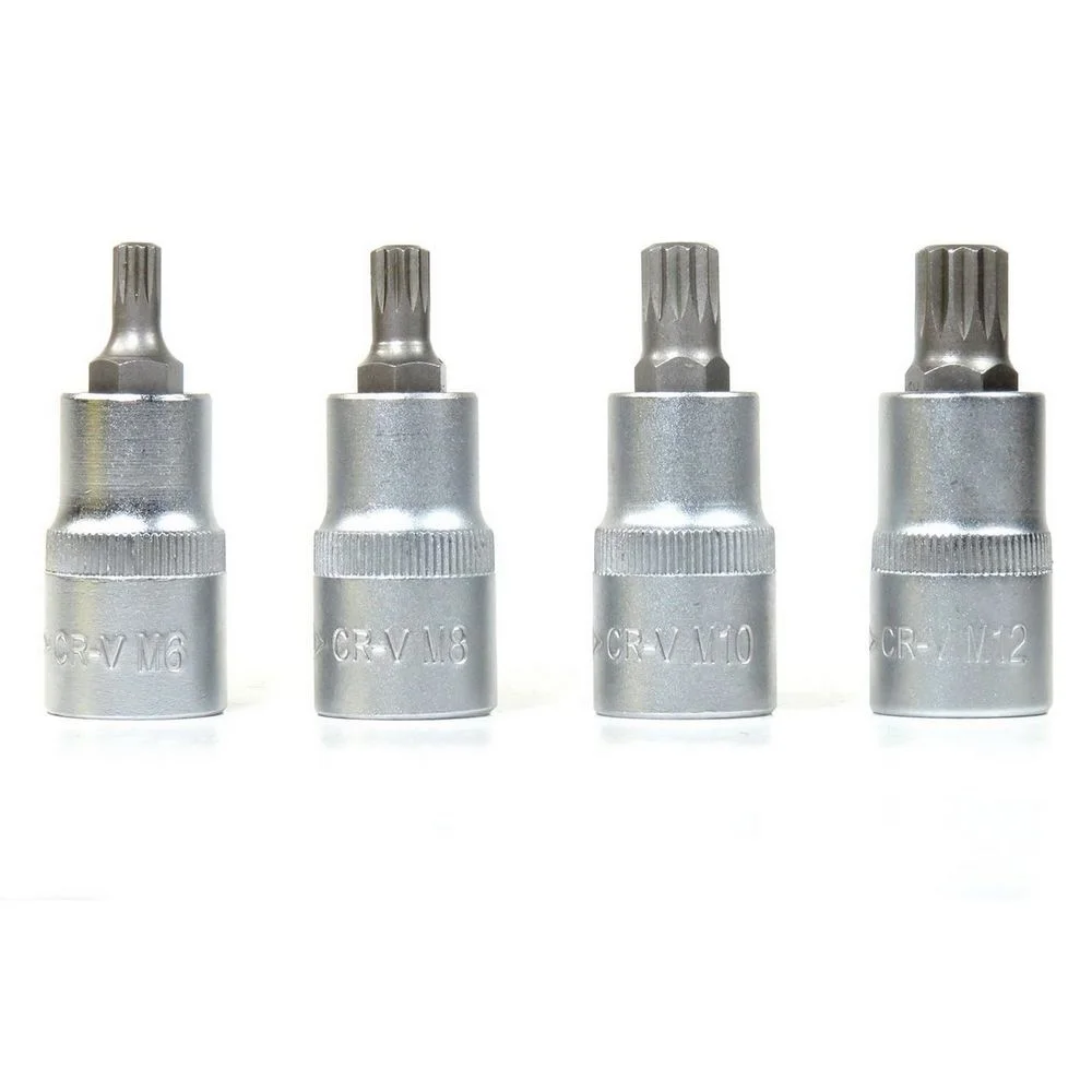 Jogo Soquete 1/2" Ponta Multidentada 4pcs CRV 6-12MM Corneta 3323040