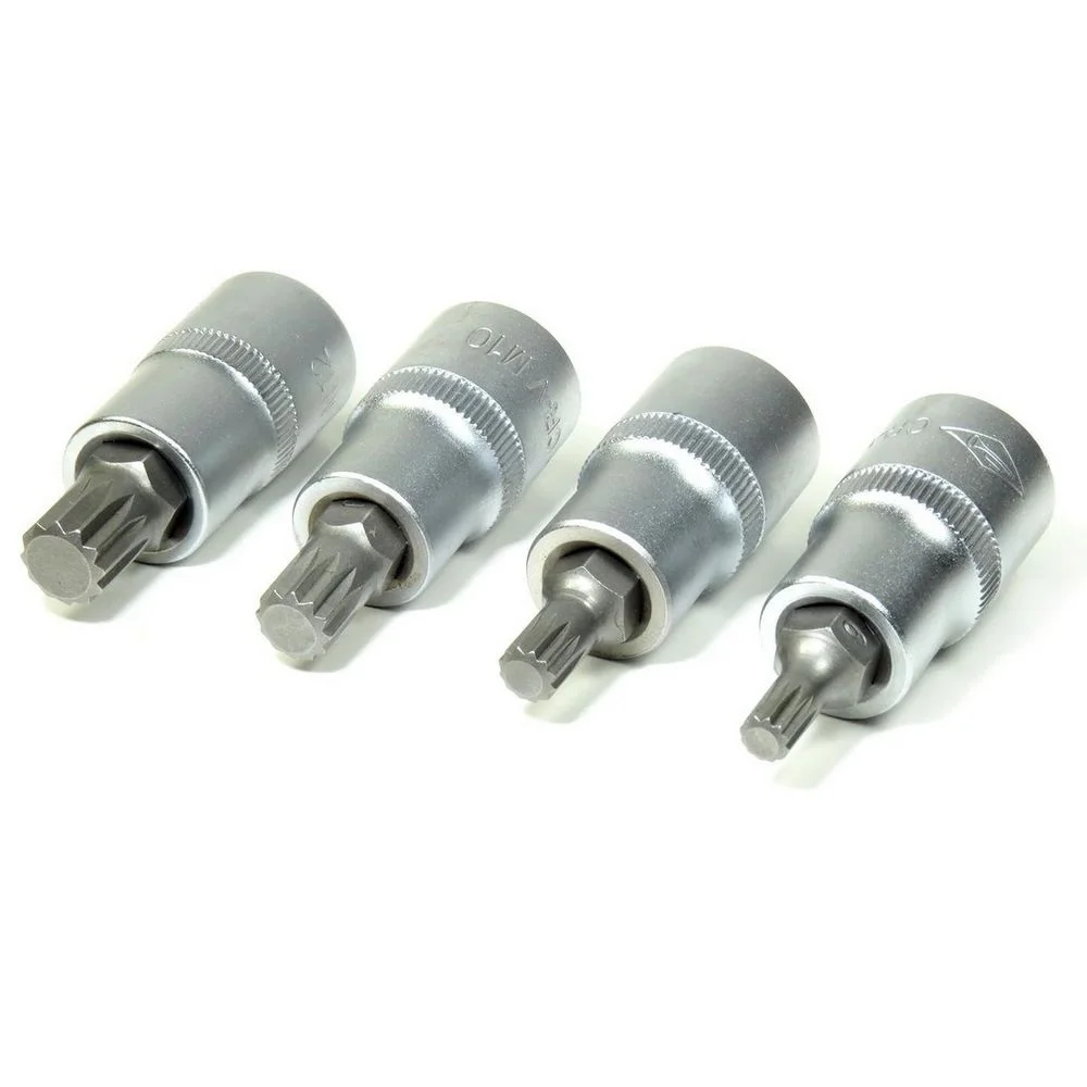 Jogo Soquete 1/2" Ponta Multidentada 4pcs CRV 6-12MM Corneta 3323040