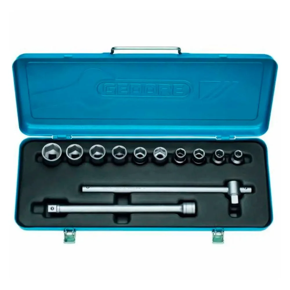 Jogo Soquete 1/2" Sextavado 12 Pecas CRV 10A22MM Gedore 19NM