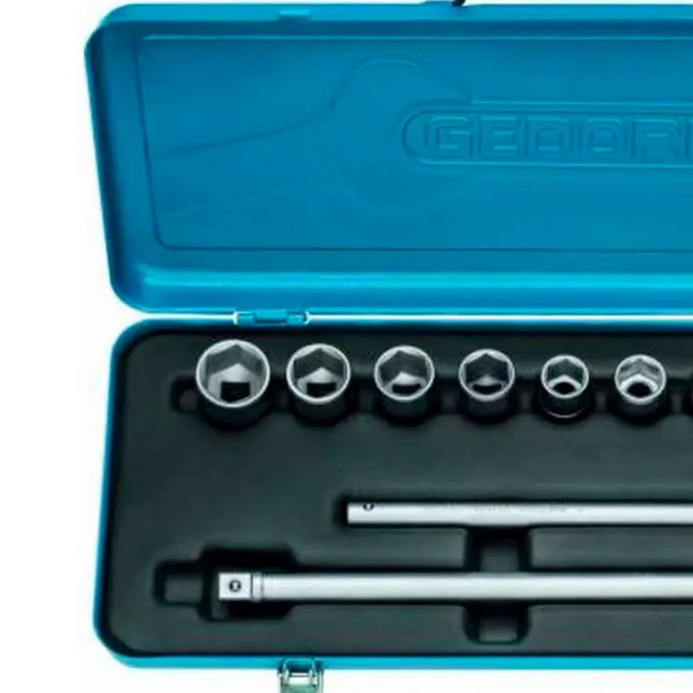 Jogo Soquete 1/2" Sextavado 12 Pecas CRV 10A22MM Gedore 19NM