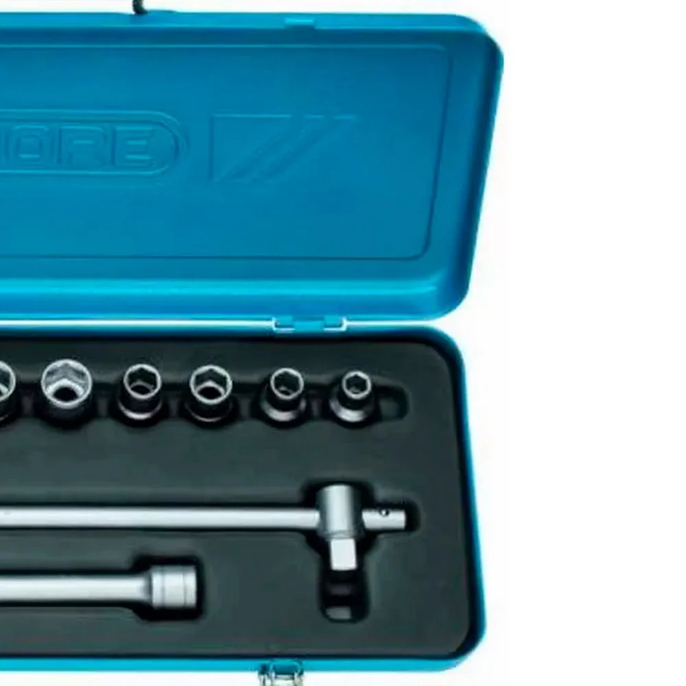 Jogo Soquete 1/2" Sextavado 12 Pecas CRV 10A22MM Gedore 19NM