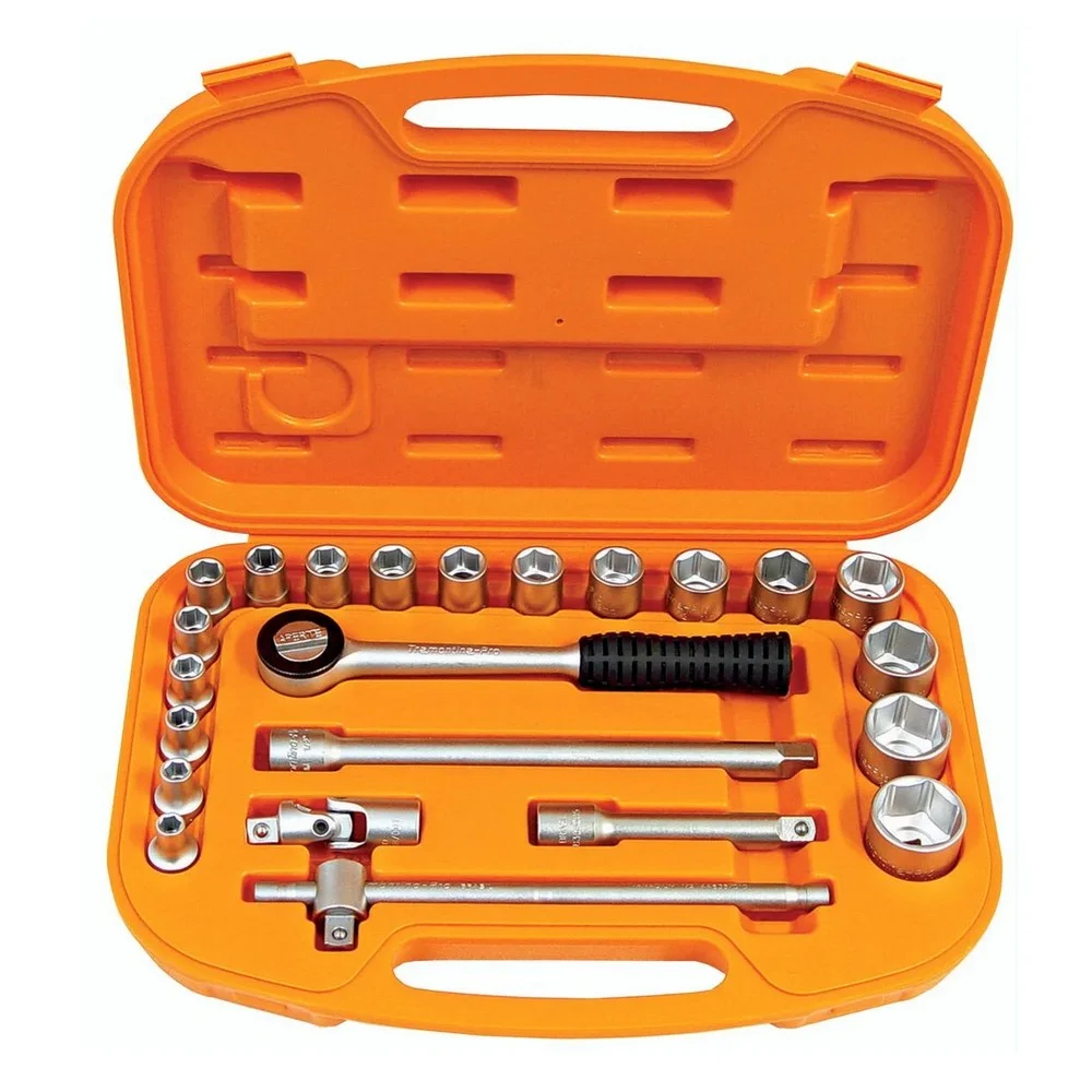 Jogo Soquete 1/2" Sextavado 23 Pecas 18 Soquetes 5 Acessorios CRV 8 A 32MM Tramontina Pro 44831/222