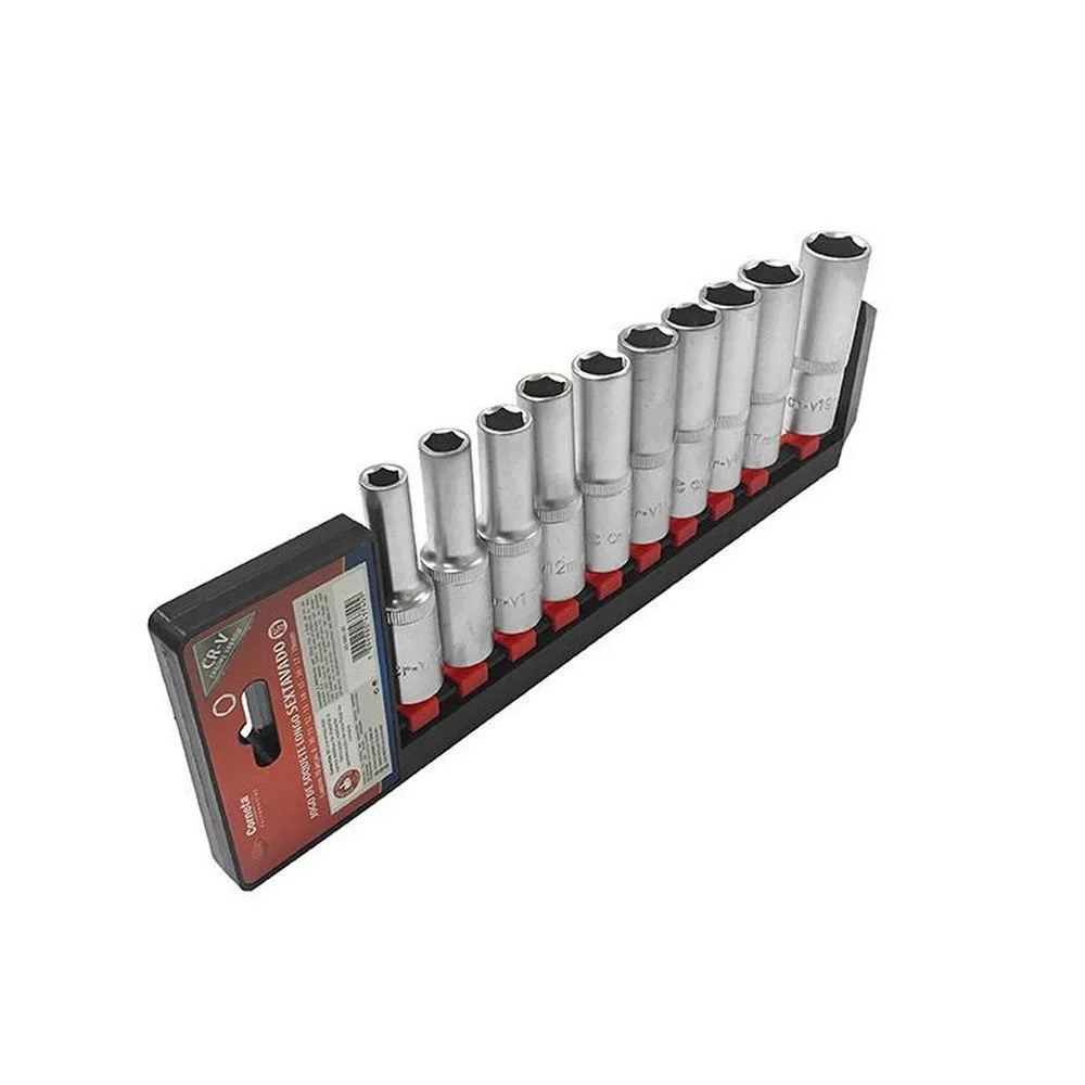 Jogo Soquete 1/2" Sextavado Longo 10pcs CRV 8A19MM Corneta 3336000
