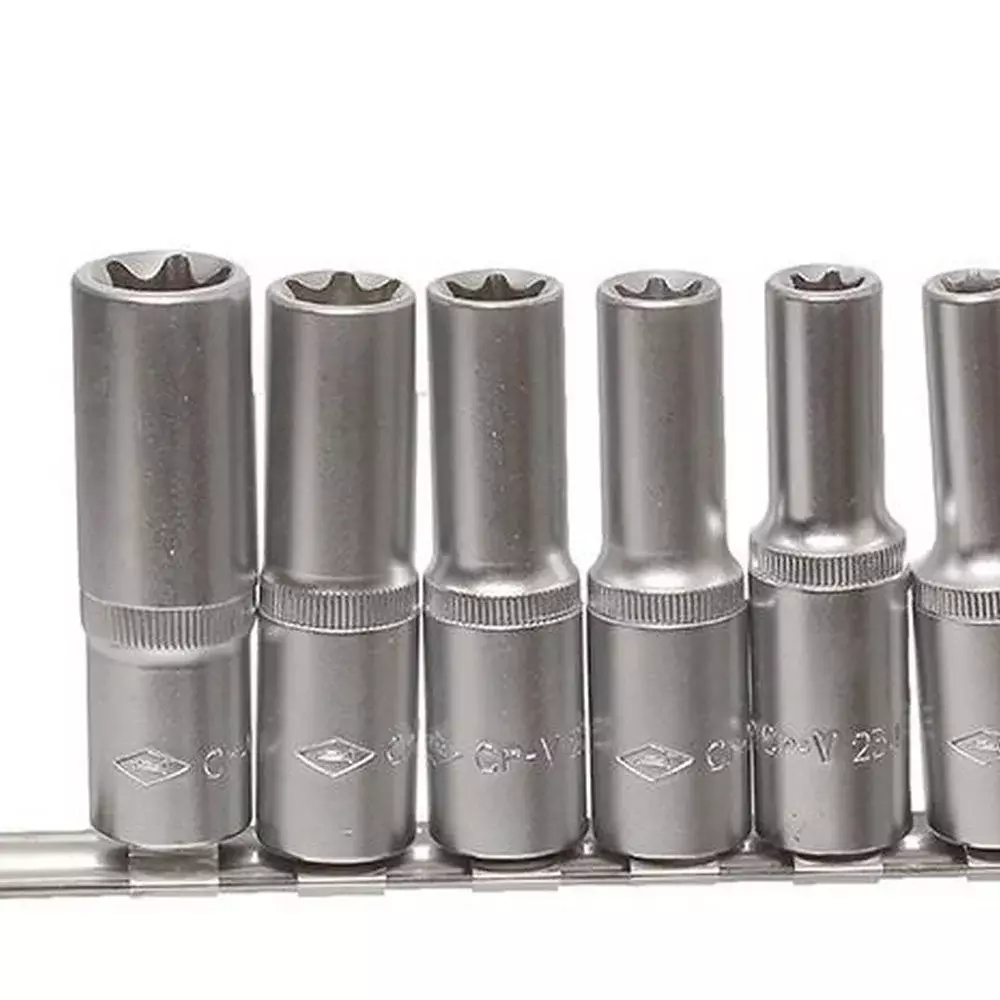 Jogo Soquete 1/4"-1/2" E-Torx 10pcs CRV E4-E20 Corneta 3323423