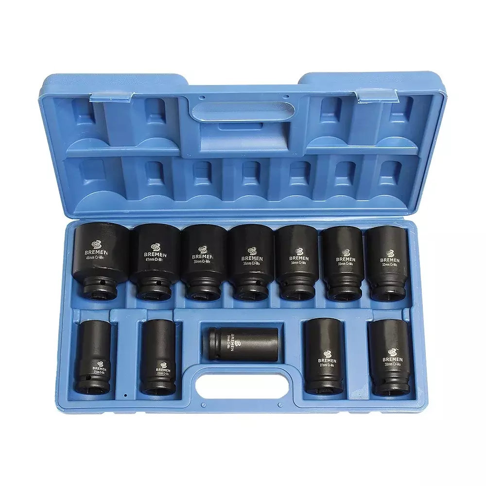 Jogo Soquete 3/4" de Impacto Longo 12pcs Sextavado 17-38MM Bremen 9465