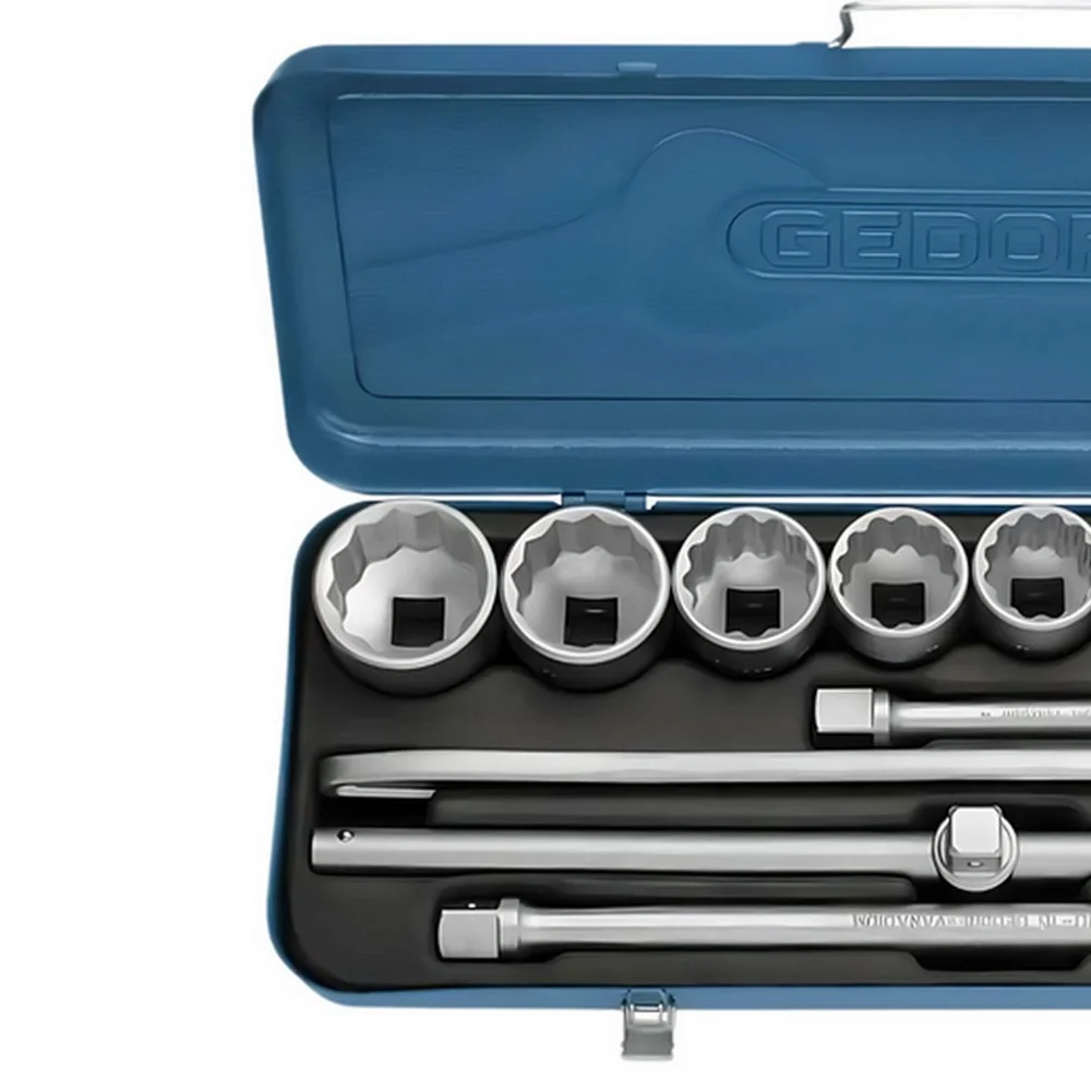 Jogo Soquete 3/4" Estriado 14pcs 10 Soquetes 4 Acessorios CRV 7/8-2" Gedore D32EPU