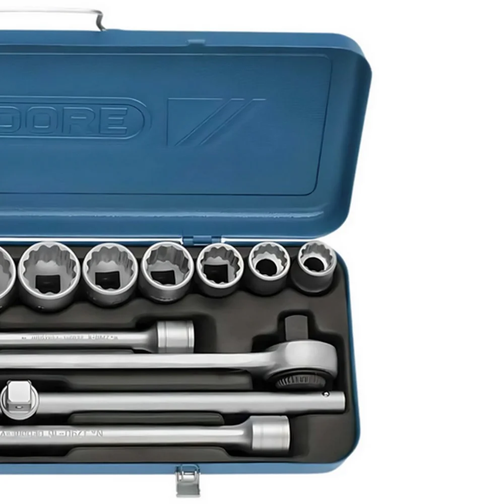 Jogo Soquete 3/4" Estriado 14pcs 10 Soquetes 4 Acessorios CRV 7/8-2" Gedore D32EPU
