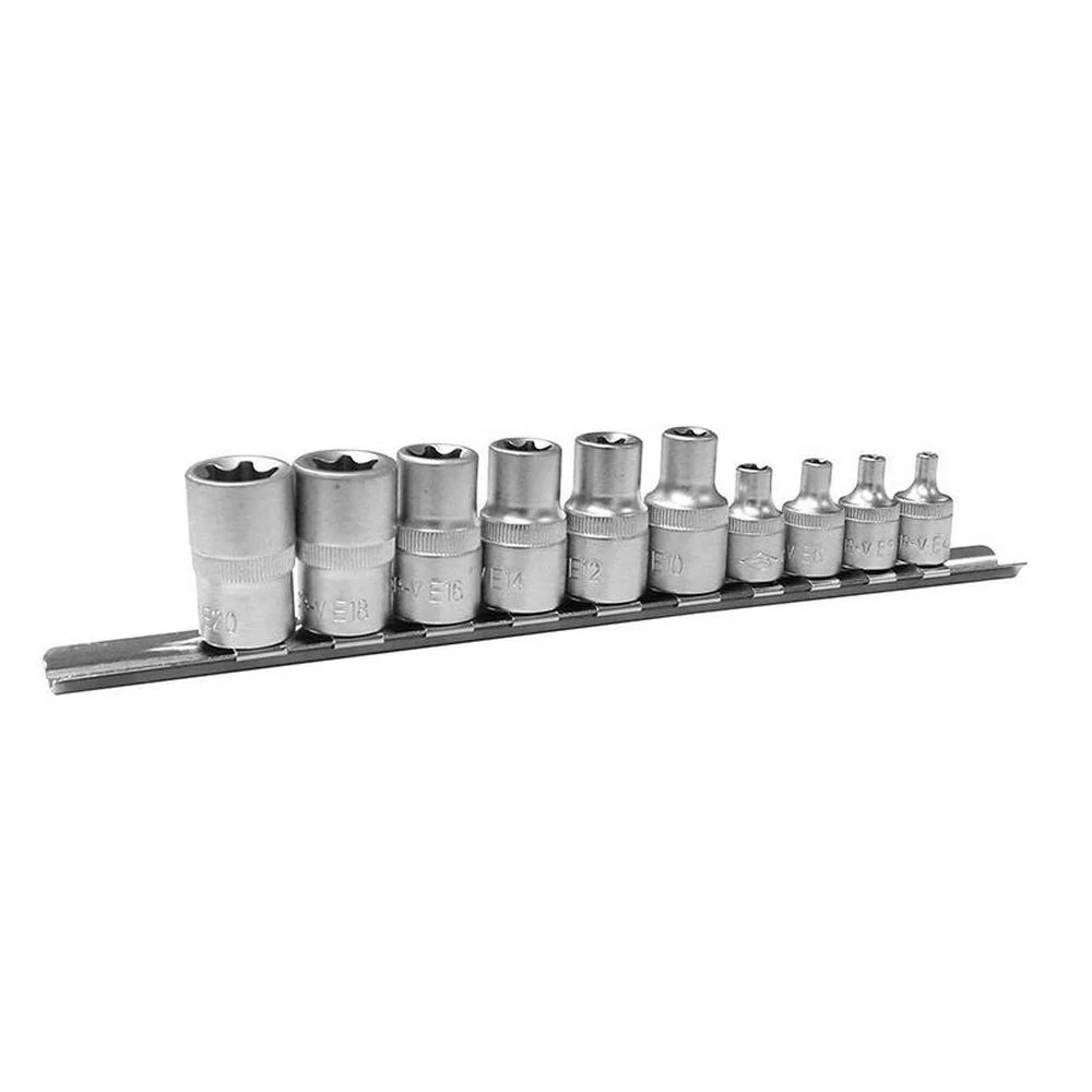 Jogo Soquete 3/8"-1/2" E-Torx 10pcs CRV E4-E20 Corneta 3323411