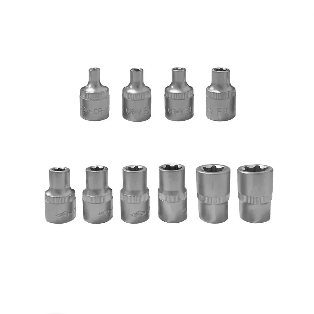 Jogo Soquete 3/8"-1/2" E-Torx 10pcs CRV E4-E20 Corneta 3323411