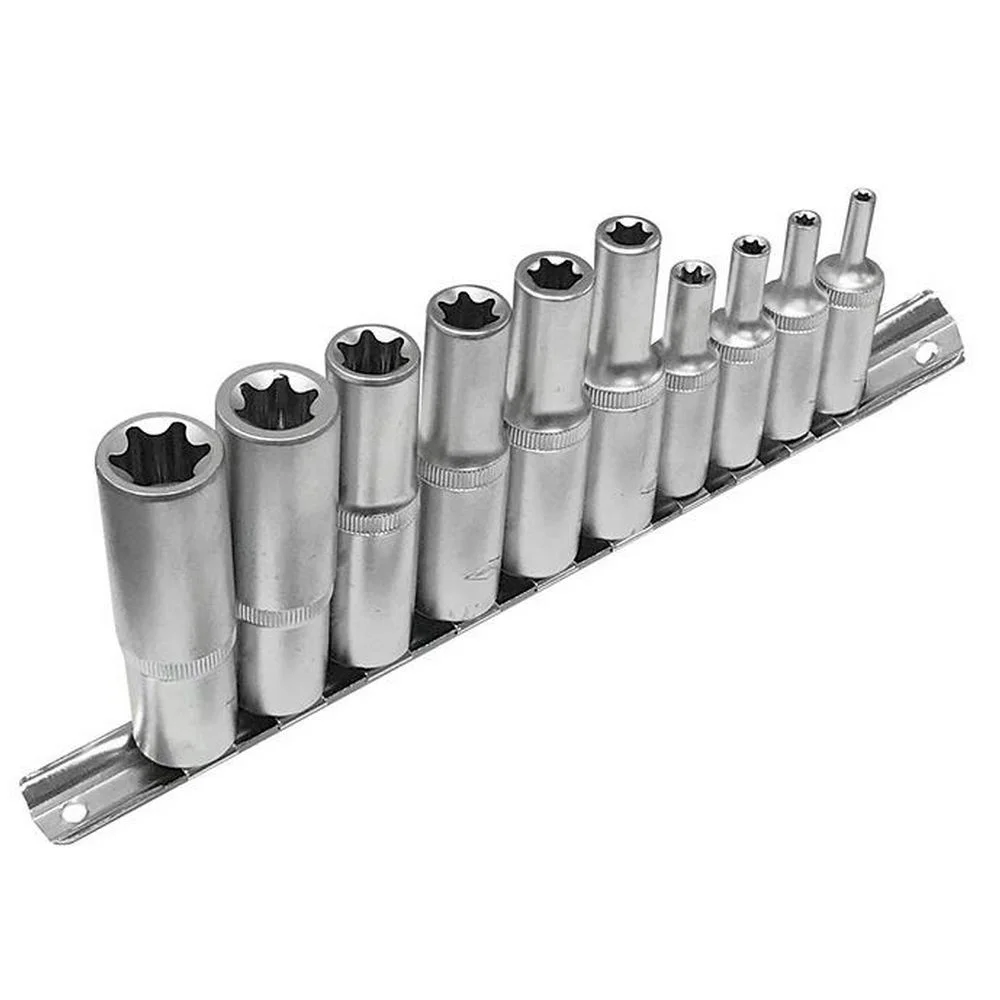 Jogo Soquete 3/8"-1/2" E-Torx Longo 10pcs CRV E4-E20 Corneta 3323421