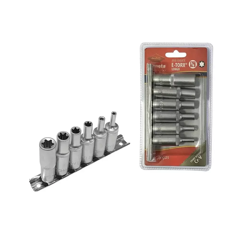 Jogo Soquete 3/8" E-Torx Longo 6pcs CRV E4-E14 Corneta 3323416