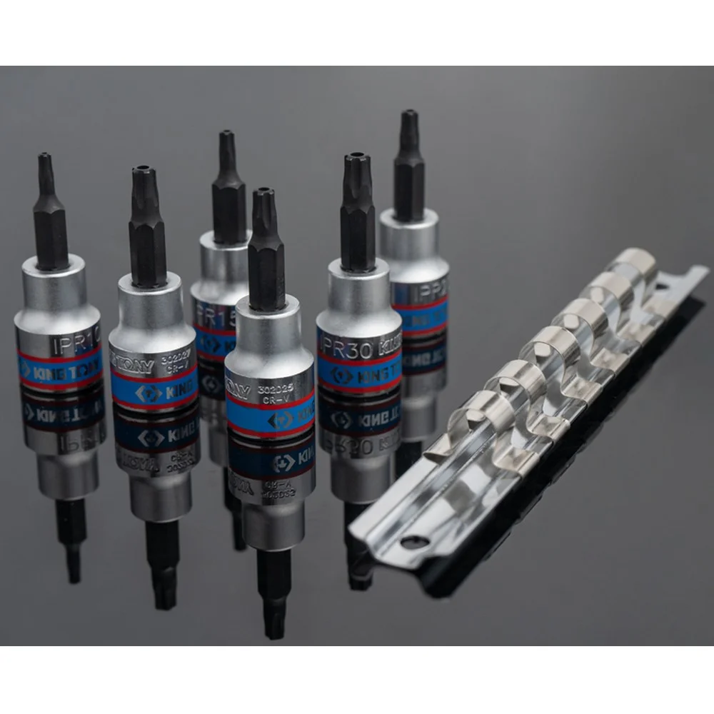 Jogo Soquete 3/8" Ponta Torx com Guia 6pcs CRV T10-T30 King Tony 3146PR