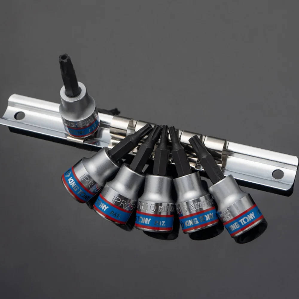 Jogo Soquete 3/8" Ponta Torx com Guia 6pcs CRV T10-T30 King Tony 3146PR