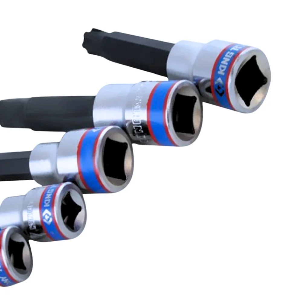 Jogo Soquete Ponta Ribe Longo 5pcs Encaixe 3/8" e 1/2" M7 A M13 King Tony 3105PR