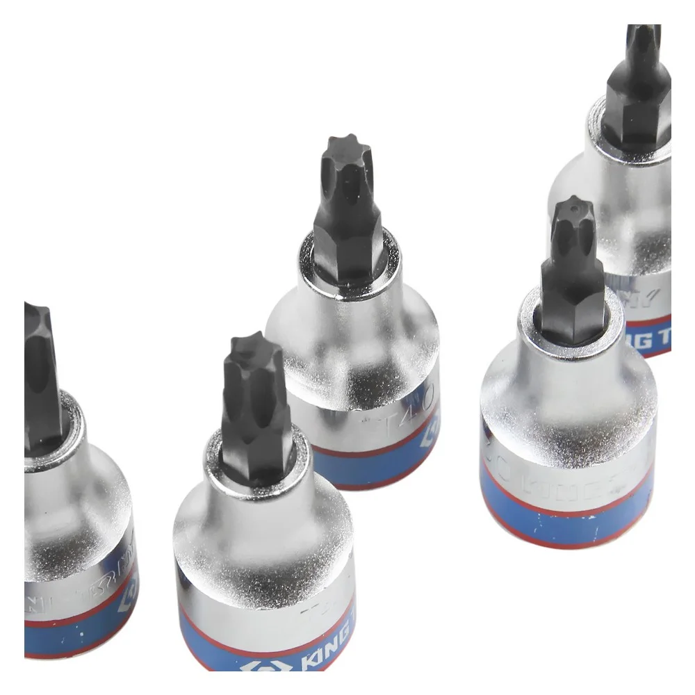 Jogo Soquete 1/2" Ponta Torx 7pcs CRV T20AT55 King Tony 4107PR