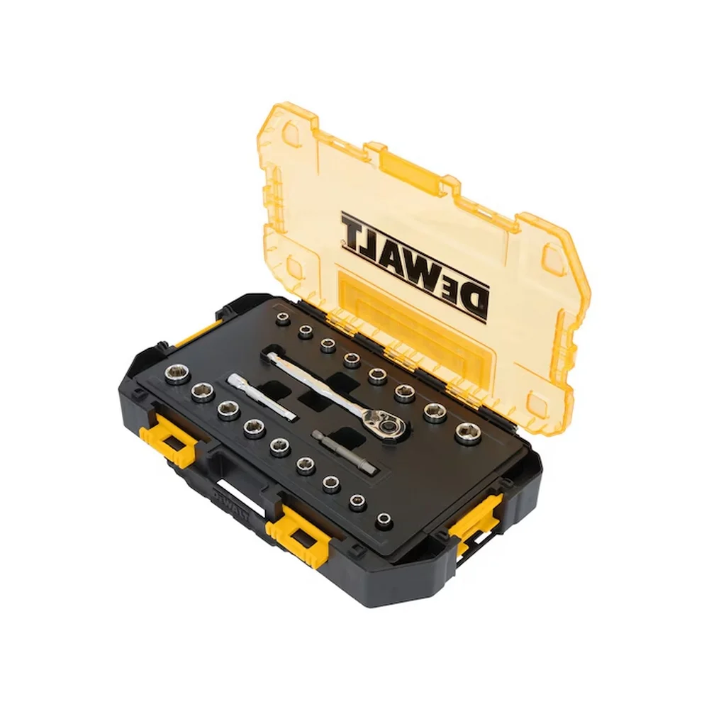 Jogo Soquete Sextavado 1/4" 20pcs CRV 6MM-9/16" Dewalt DWMT45413