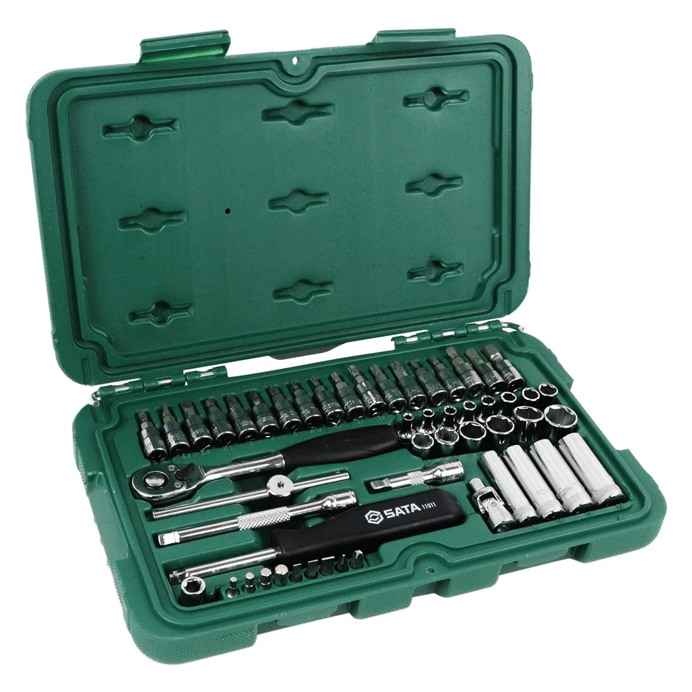 Jogo Soquete Sextavado 1/4" 52pcs CRV 3,5-14MM Sata ST09002SJ