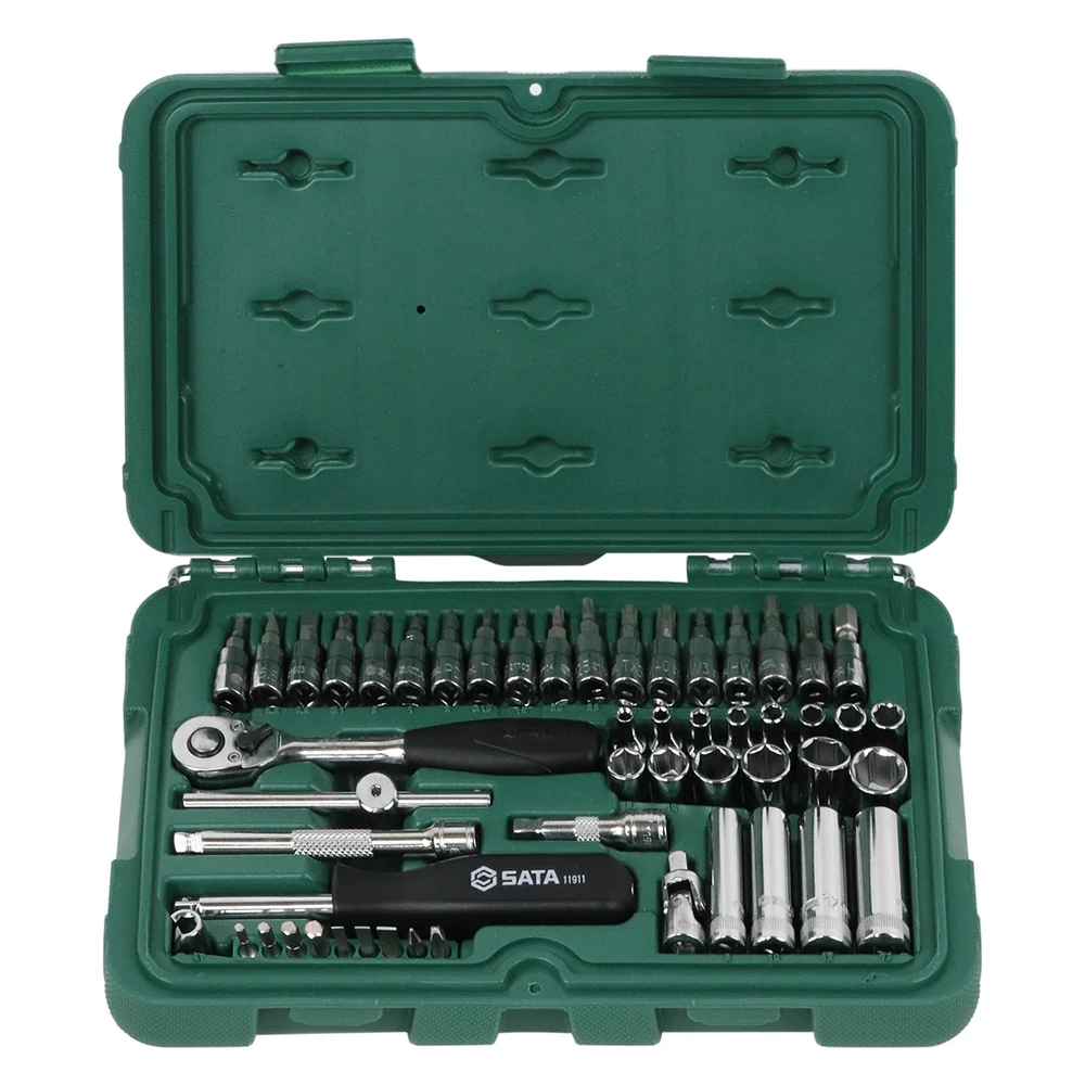 Jogo Soquete Sextavado 1/4" 52pcs CRV 3,5-14MM Sata ST09002SJ