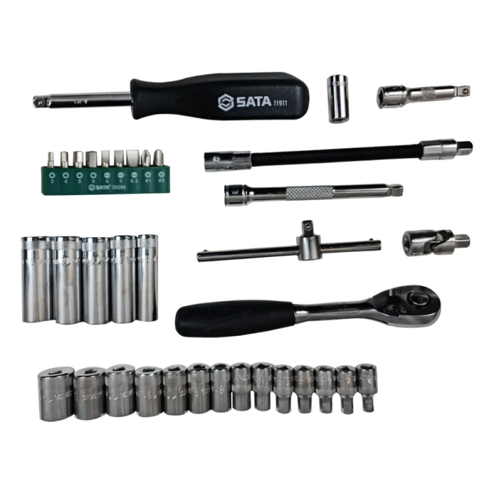 Jogo Soquete Sextavado 1/4" 36pcs CRV 3,5-14MM Sata ST09001SJ