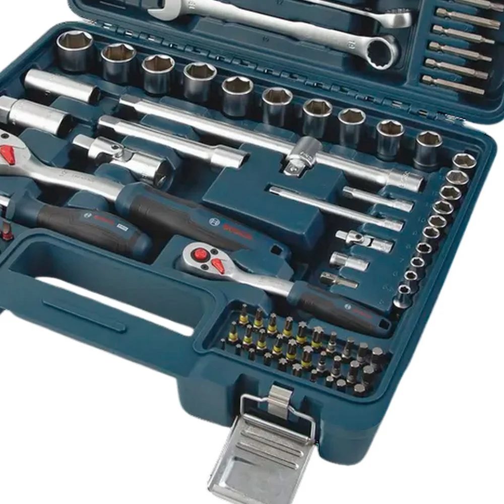Jogo Soquete Sextavado e Acessorios 134pcs Encaixe 1/4" e 1/2" CRV 5 A 32MM Bosch 1600A03AL1