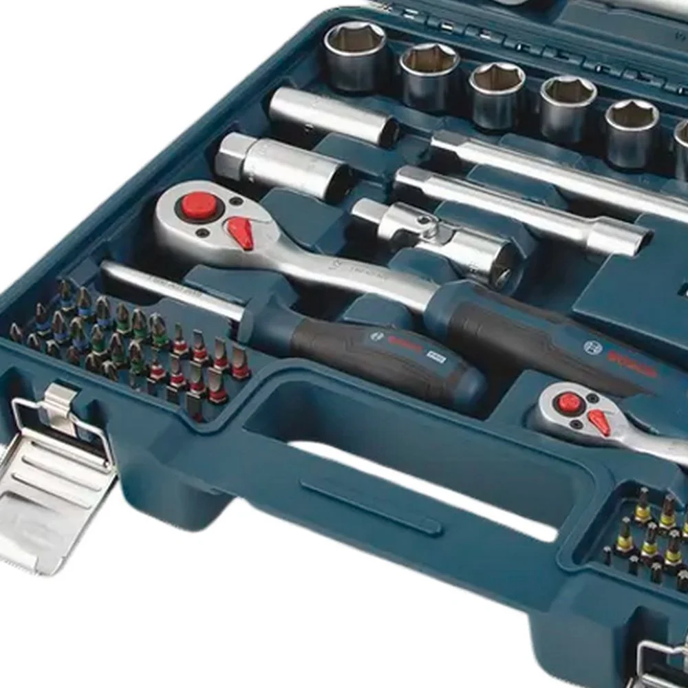 Jogo Soquete Sextavado e Acessorios 134pcs Encaixe 1/4" e 1/2" CRV 5 A 32MM Bosch 1600A03AL1