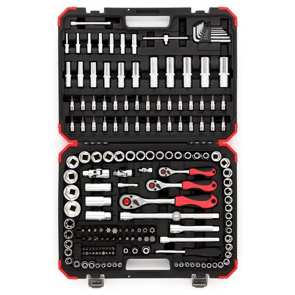 Jogo Soquete Sextavado e Acessorios 172pcs Encaixe 1/4" 3/8" e 1/2" CRV 10 A 32MM Gedore Red R45603172