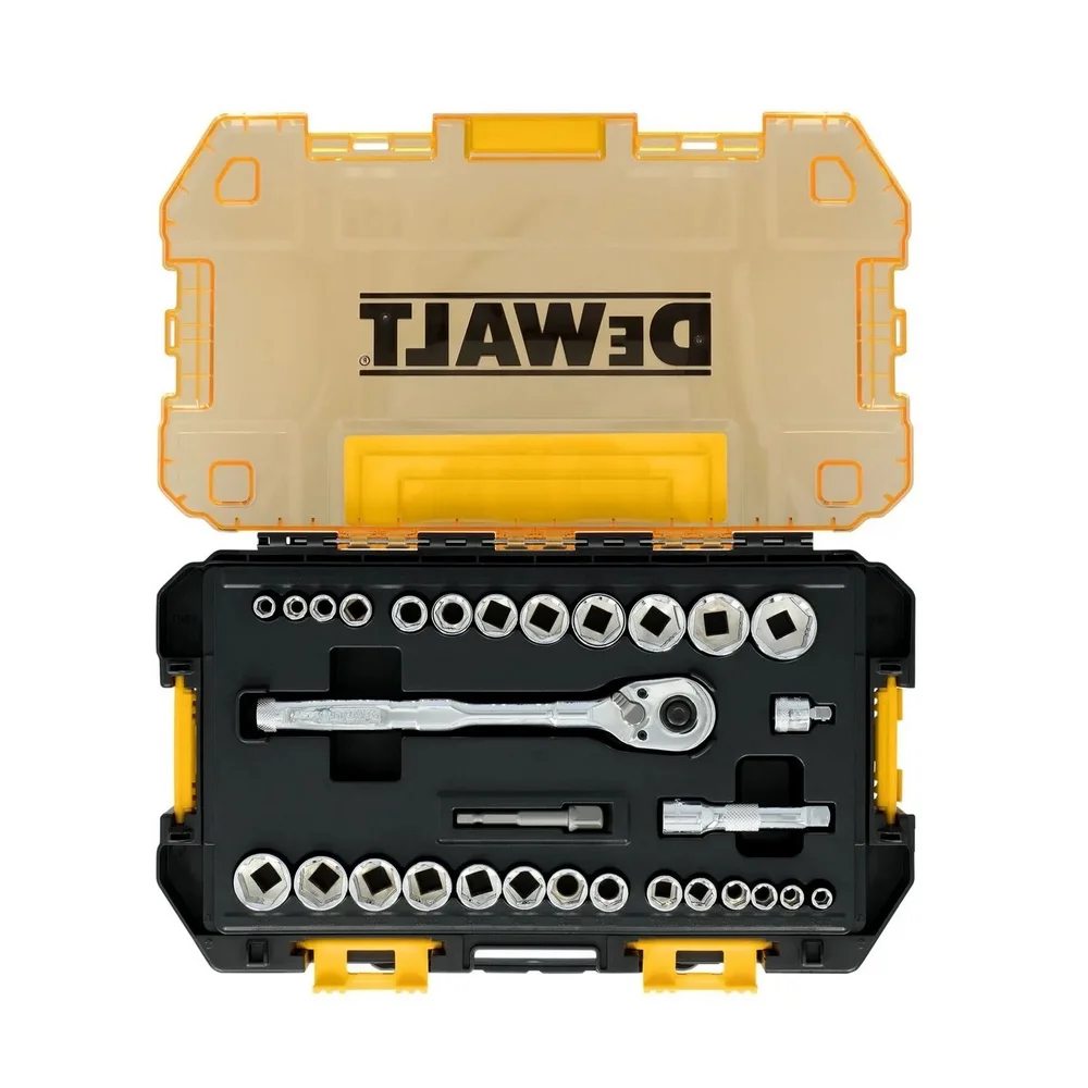 Jogo Soquete Sextavado e Acessorios 30pcs Encaixe 1/4" e 3/8" CRV 6MM-7/8" Dewalt DWMT45412