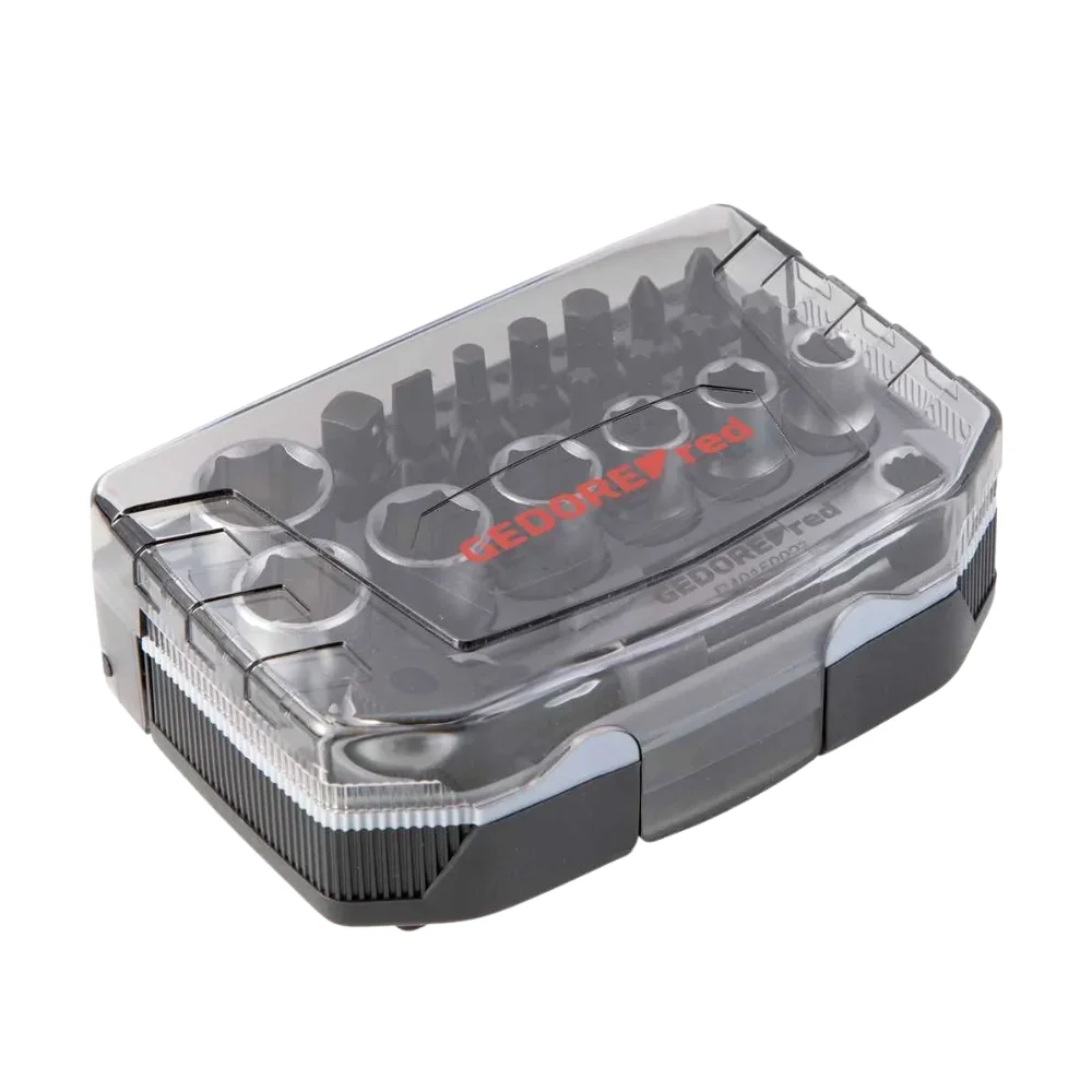 Jogo Soquete Sextavado e Pontas 1/4" 23pcs CRV 6-13MM Gedore Red R49005023