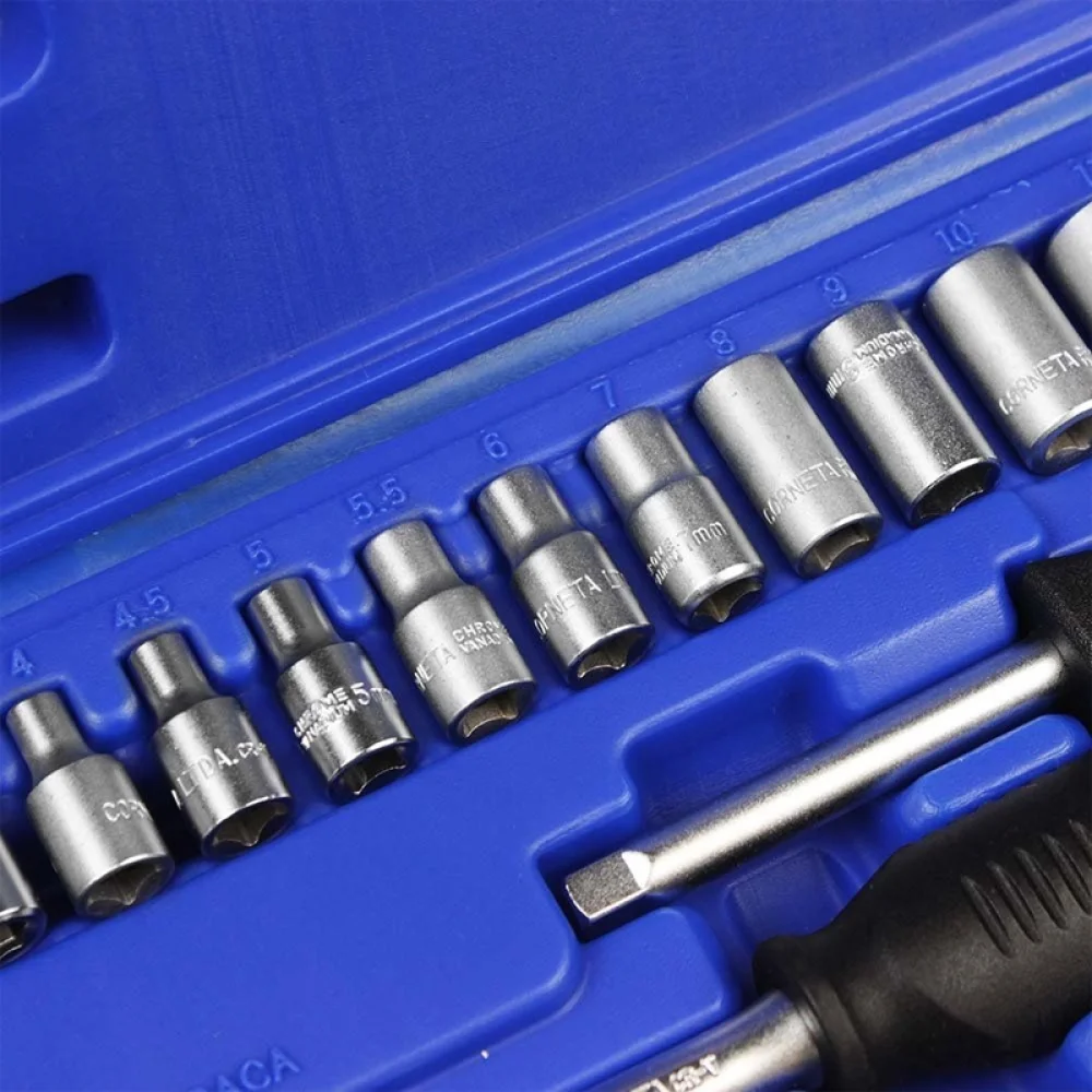 Jogo Soquete Estriado Longo 1/4" 12pcs CRV 4-13MM Corneta 3310651