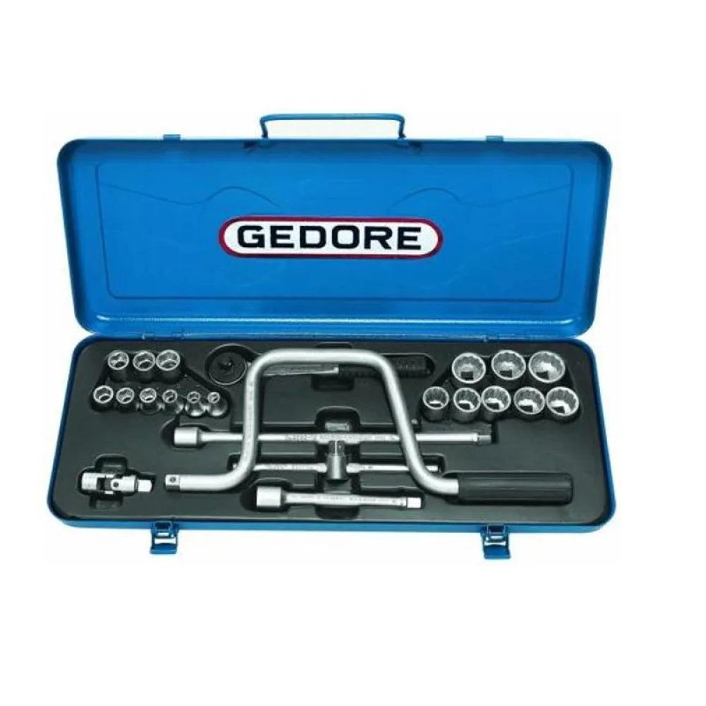 Jogo Soquete Sextavado/Estriado 23 Pecas Encaixe 3/8" CRV 6 A 22MM Gedore 30HMU