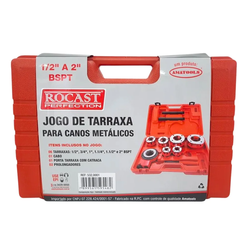 Jogo Tarraxa Bspt Manual 1/2A2" Rocast 5320001