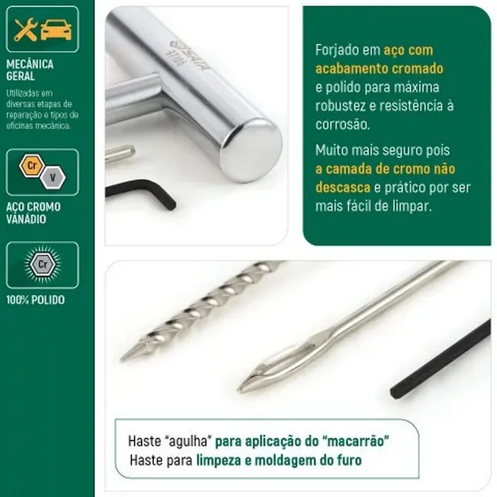 Kit de Reparo para Pneu Sem Camara 5pcs Sata ST97106