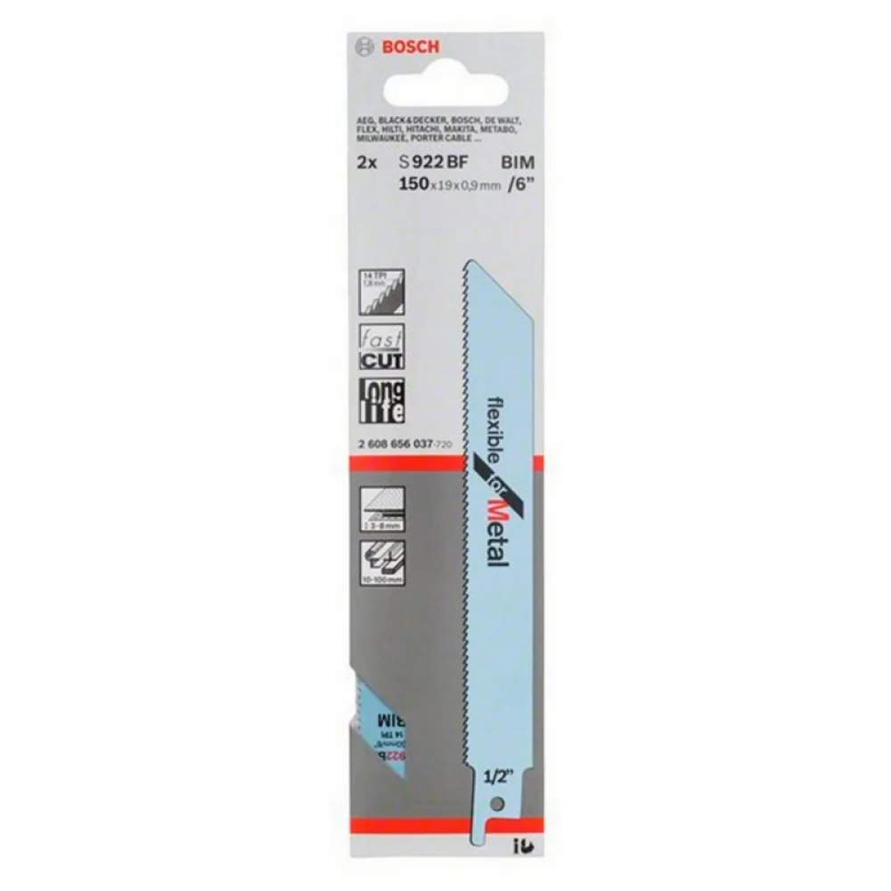 Lamina de Serra Sabre 5pcs Para Metal 9"X19MM Bosch S 1122 AF