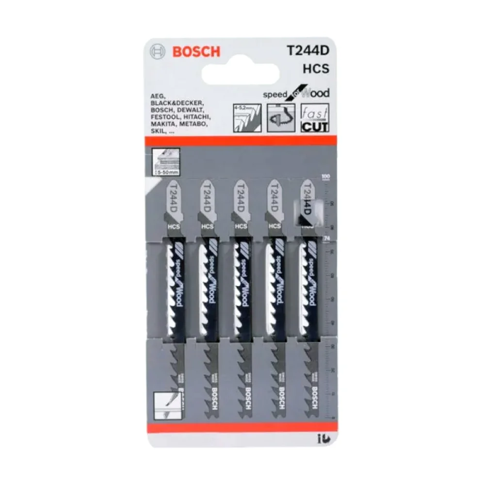 Lamina Tico Tico Encaixe Unico 5pcs Para Madeira 74MM Bosch T244D
