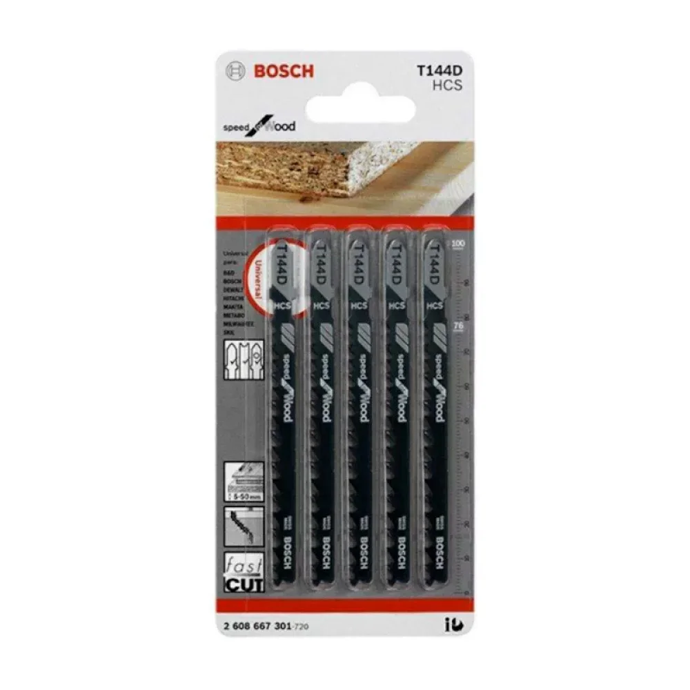 Lamina Tico Tico Encaixe Unico 5pcs Para Madeira 74MM Bosch T144D