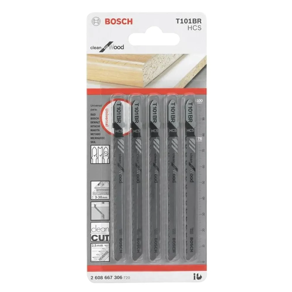 Lamina Tico Tico Encaixe Unico 5pcs Para Madeira 74MM Bosch T101BR