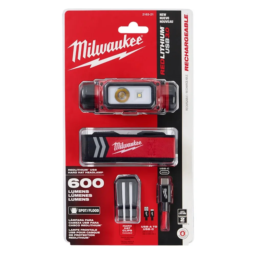 Lanterna de Led Recarregavel para Cabeca 600 LUMENS Milwaukee 2163-21