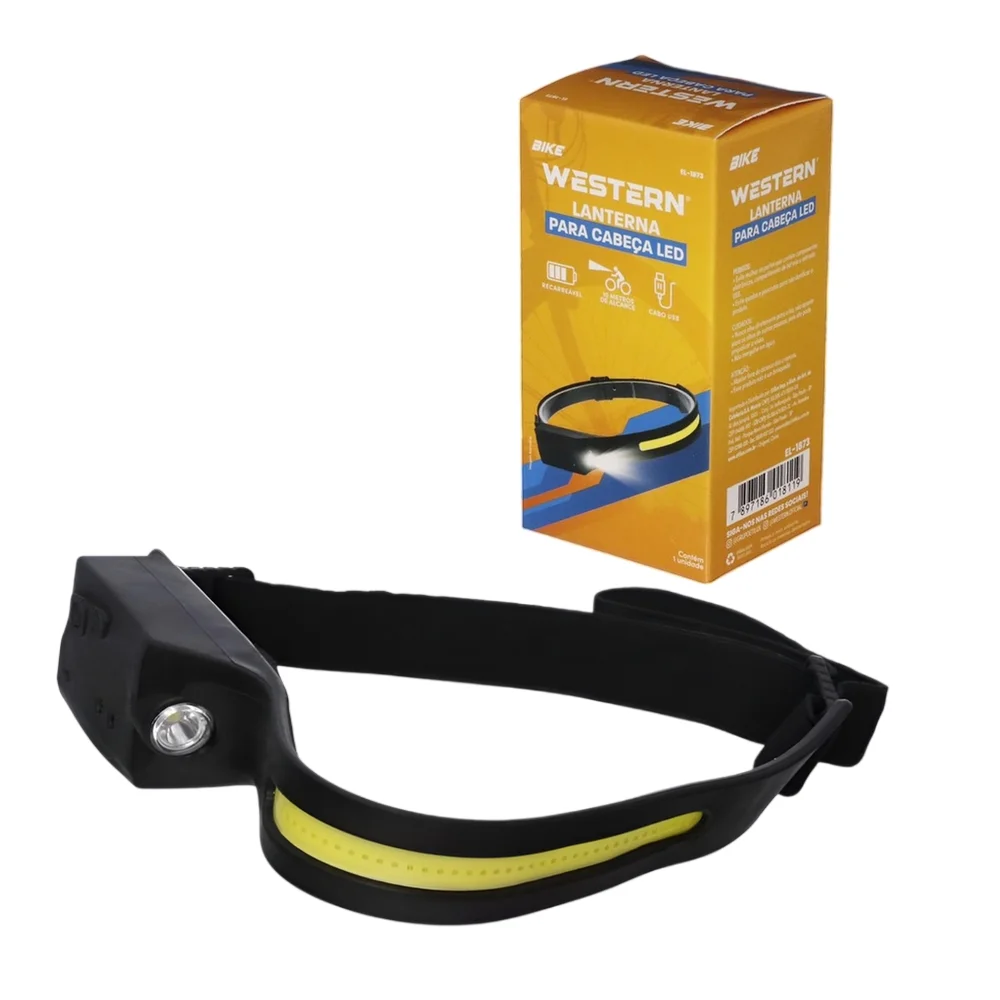 Lanterna de Led Recarregavel para Cabeca Com 2 Leds 220 LUMENS 5W Western EL-1873