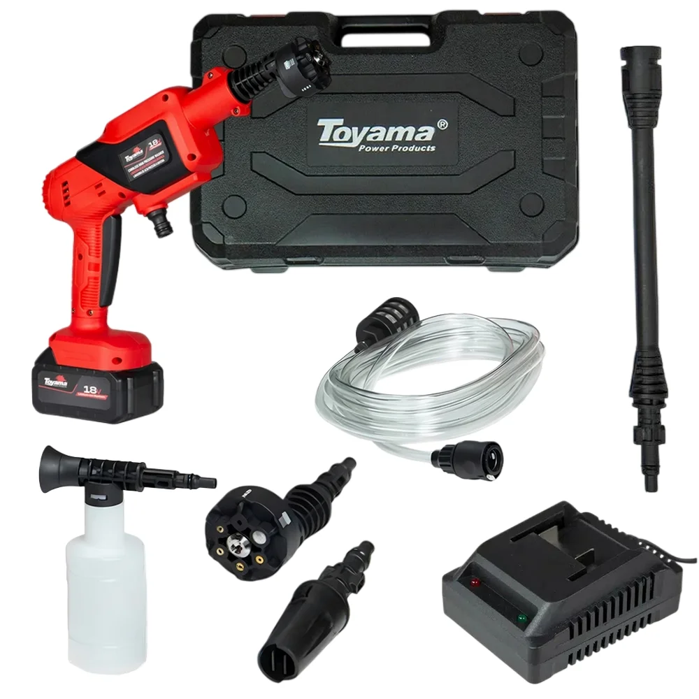 Lavadora de Alta Pressao a Bateria 18V Com Maleta Carregador 1 Bateria 4AH e Acessorios 362PSI Bivolt Toyama TBT18HPW25-KC