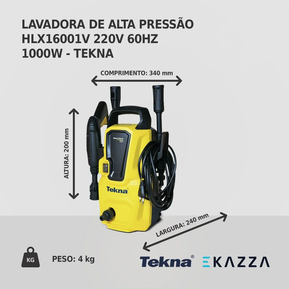 Lavadora de Alta Pressao Domestica 6,74L/MIN 1305PSI 110V 1000W Tekna HLX16001V