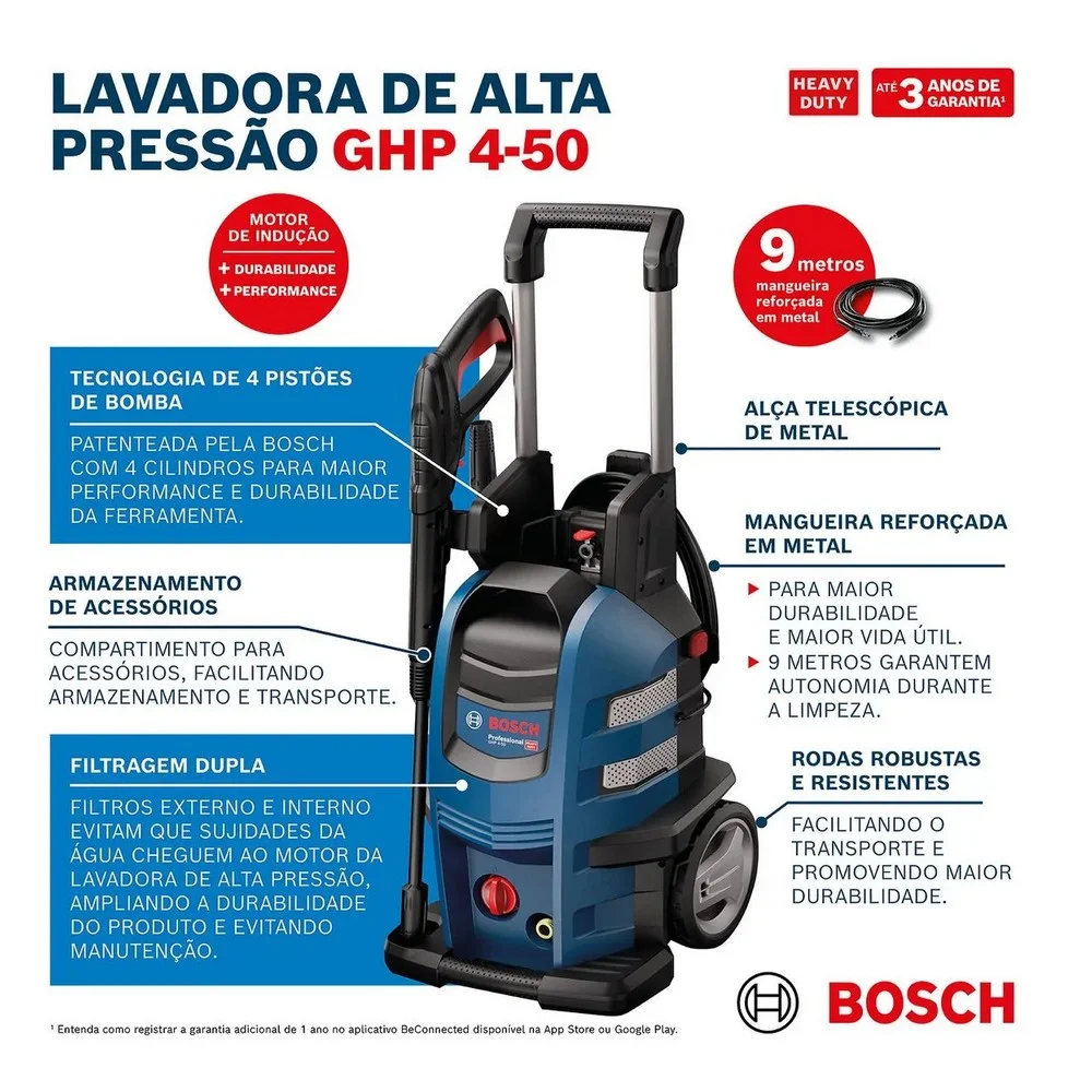 Lavadora de Alta Pressao Profissional 7,3L/MIN 2500PSI 220V 2200W Bosch GHP 4-50