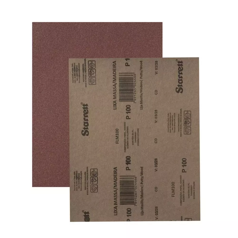 Lixa para Madeira Massa Oxido de Aluminio G100 Starrett FLM100