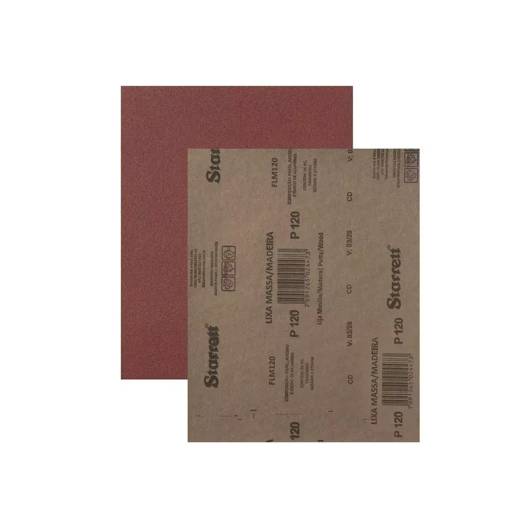 Lixa para Madeira Massa Oxido de Aluminio G120 Starrett FLM120