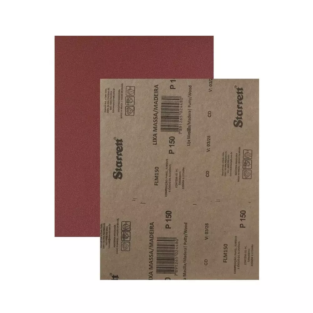 Lixa para Madeira Massa Oxido de Aluminio G150 Starrett FLM150