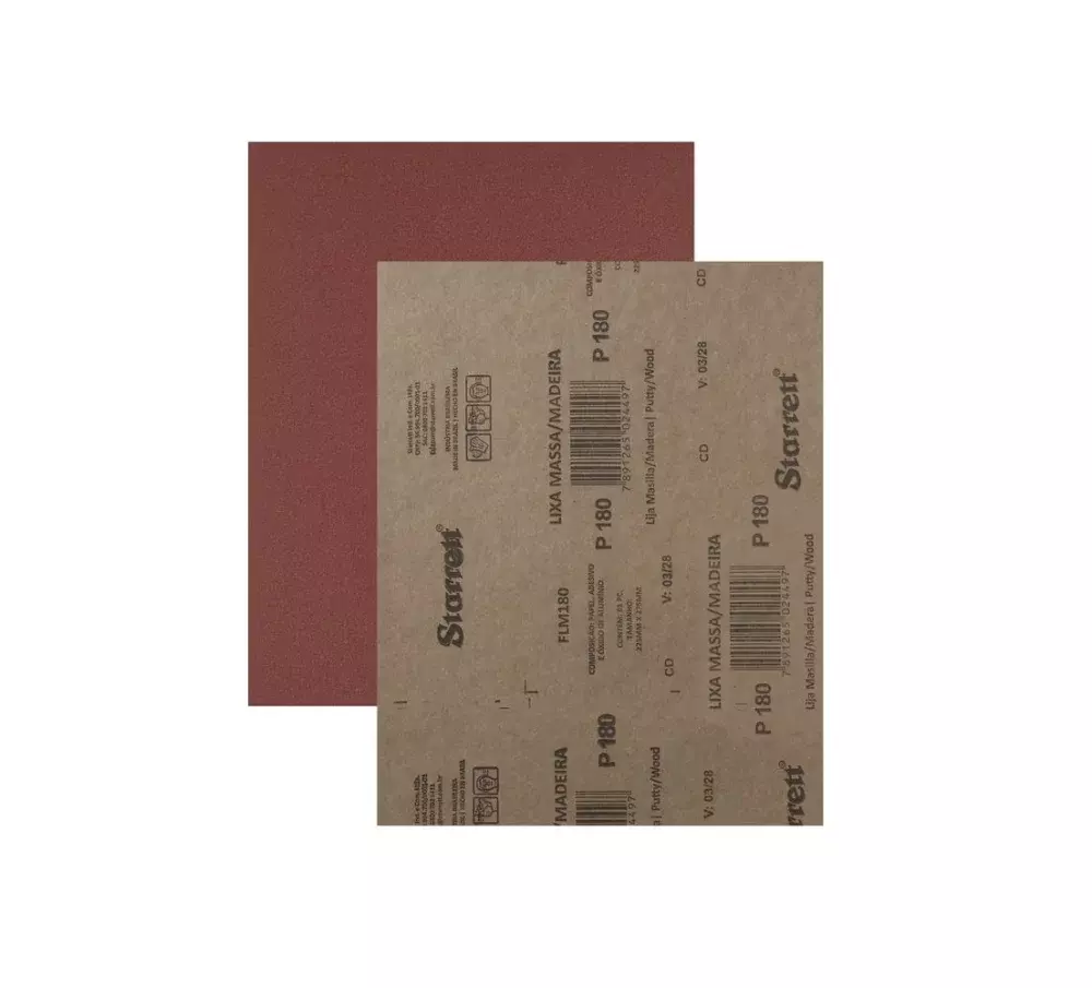 Lixa para Madeira Massa Oxido de Aluminio G180 Starrett FLM180