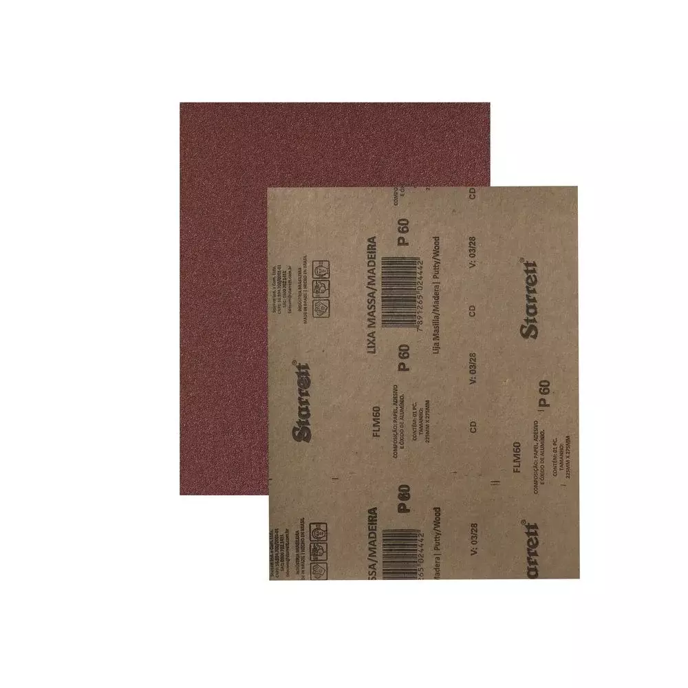 Lixa para Madeira Massa Oxido de Aluminio G60 Starrett FLM60
