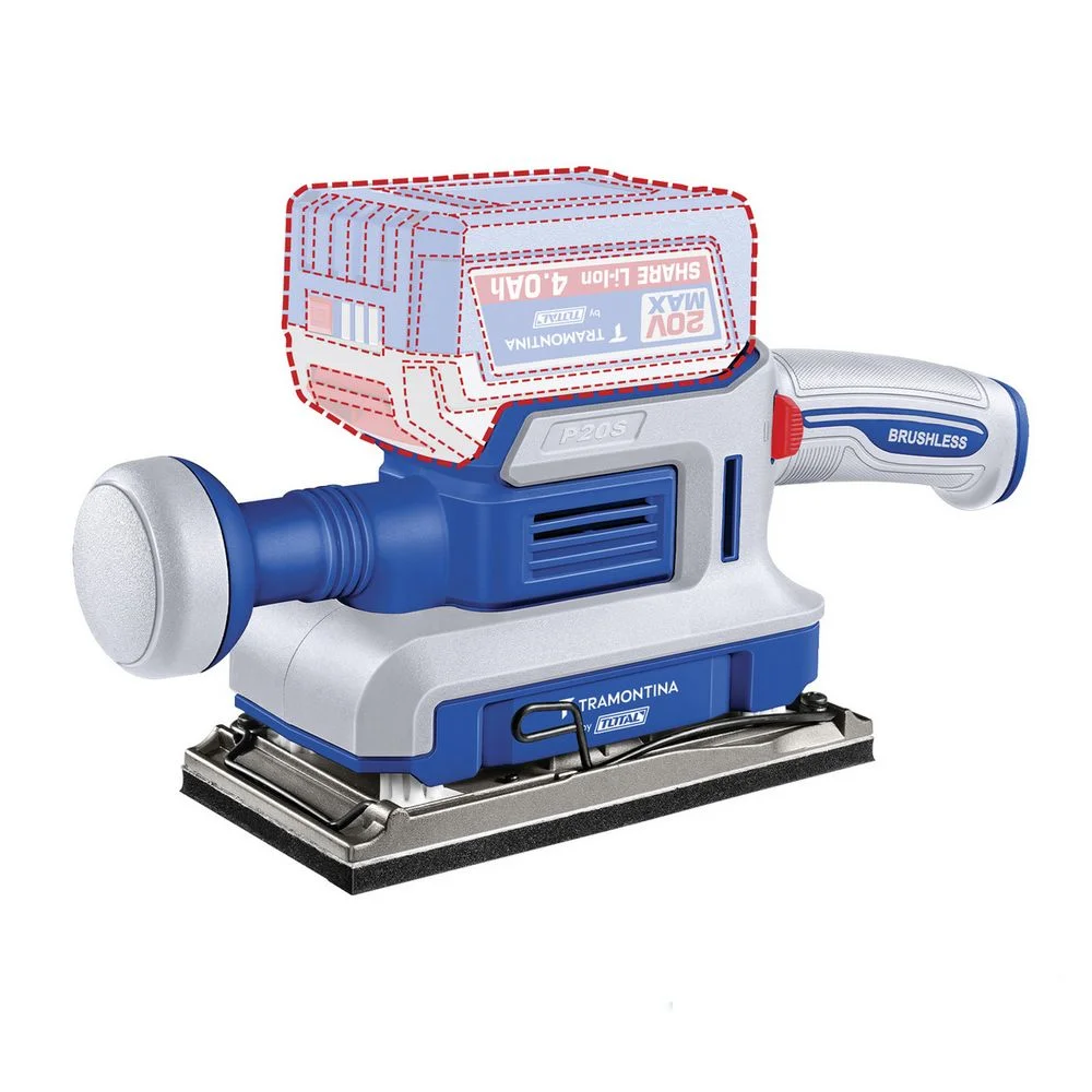 Lixadeira Orbital a Bateria 20V Brushless Sem Carregador e Bateria 90X180MM Tramontina Tota 42308/003