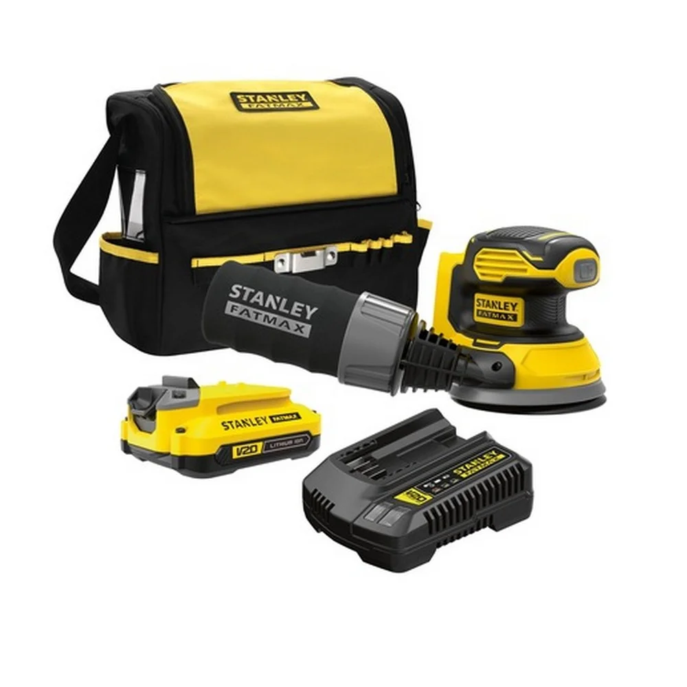 Lixadeira Roto Orbital a Bateria 20V Com Bolsa Carregador e 1 Bateria 1,5AH 5"-125MM Bivolt Stanley SCS220C1S-BR