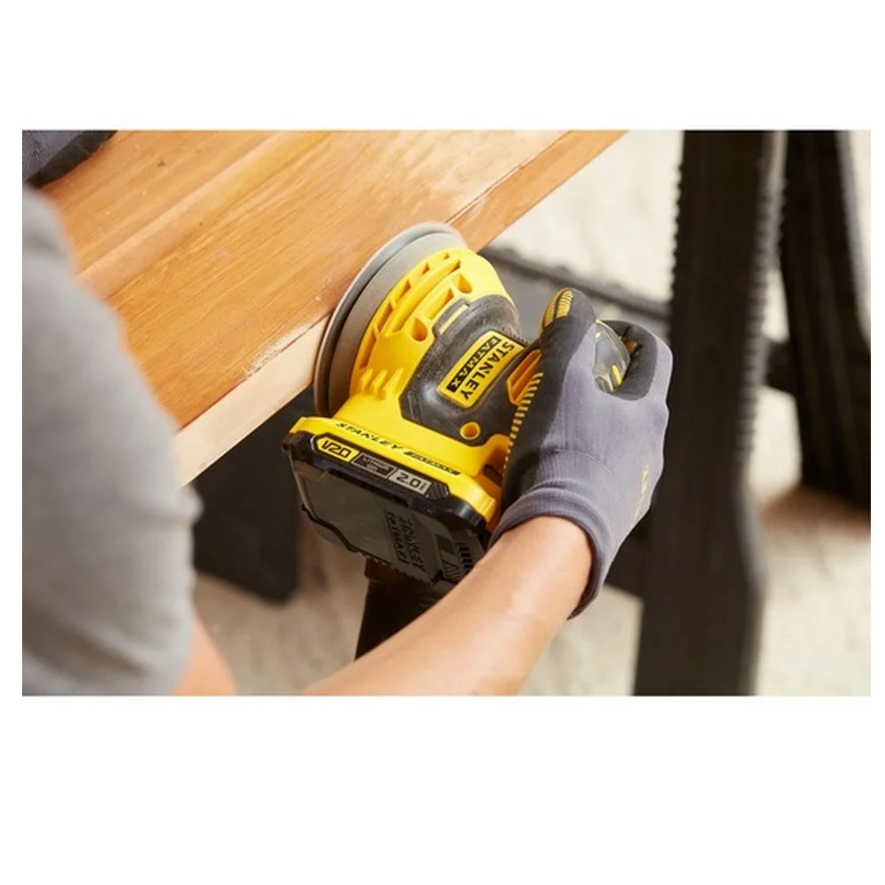 Lixadeira Roto Orbital a Bateria 20V Com Bolsa Carregador e 1 Bateria 1,5AH 5"-125MM Bivolt Stanley SCS220C1S-BR
